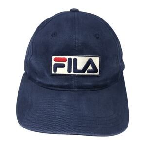 FILA Snapback Cap Blue One Size Adjustable Embroidered Vented Holes Cotton